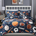 Full Size Comforter Set for Boys-7 Pieces Sports Ball Games Glow in The Dark Full Bedding Sets for Kids, Ultra Soft Bed in A Bag with Sheets