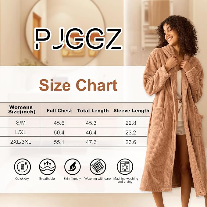 Women's Shawl Collar Bathrobe, Soft Long Towel Robes for Women - Super Absorbent Quick Dry yet Warm