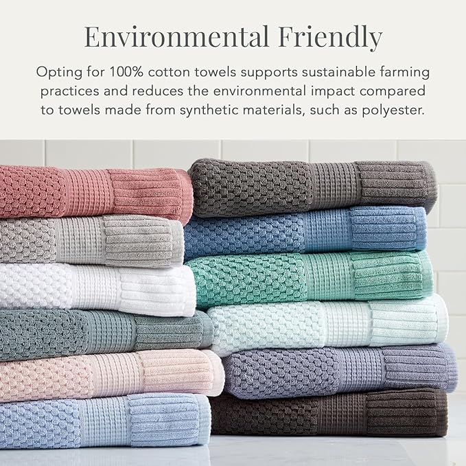NY Loft 100% Cotton Towel Set 6 Piece Towel Set | Navy Bath Towels | Absorbent & Quick-Dry Towels | Trinity Collection (6 Piece Set, Navy Blue)