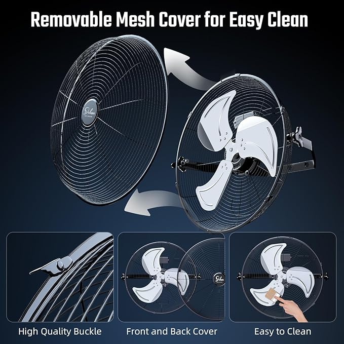 Simple Deluxe 18 Inch Industrial Wall Mount Fan, 3 Speed Commercial Ventilation Metal Fan for Warehouse, Greenhouse, Workshop, Patio, Factory and Basement - High Velocity