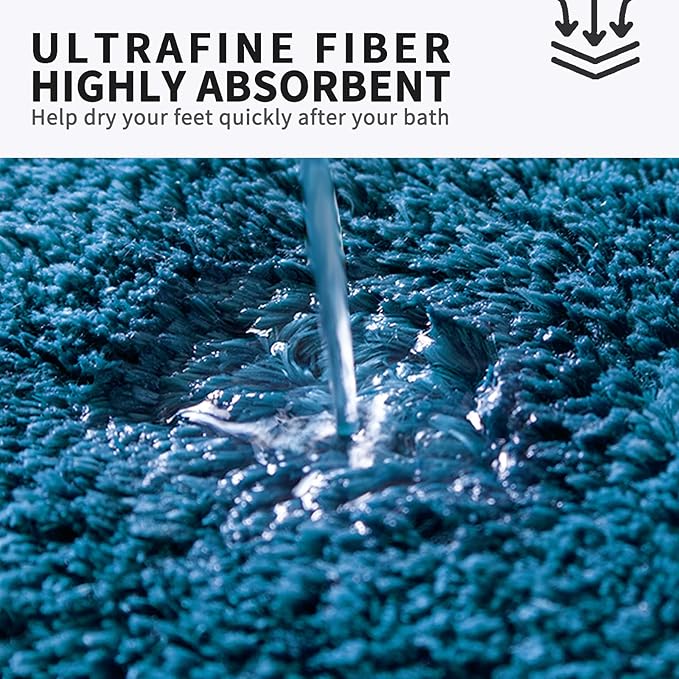 FIFU Bathroom Runner Rug 24" W x 48" L, Bath Mats for Bathroom, Bedroom & Kitchen, Non-Slip Rubber Latex Backing, Comfort & Soft Shower Bathmat & Carpet for Sink, Home & Hallways, Peacock Blue