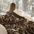 Bedsure Faux Fur Heated Blanket Throw Blanket, Fast Heating Electric Blanket with 6 Heating Levels & 4 Time Settings, Cozy Gifts for Women Men (50x60 inches, Dark Chocolate)