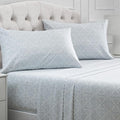 Mellanni California King Sheets Set - 4 PC Iconic Collection Bedding - Hotel Luxury, Extra Soft, Cooling Bed Sheets - Wrinkle, Fade, Stain Resistant (Cal King, Laced Sky Blue)