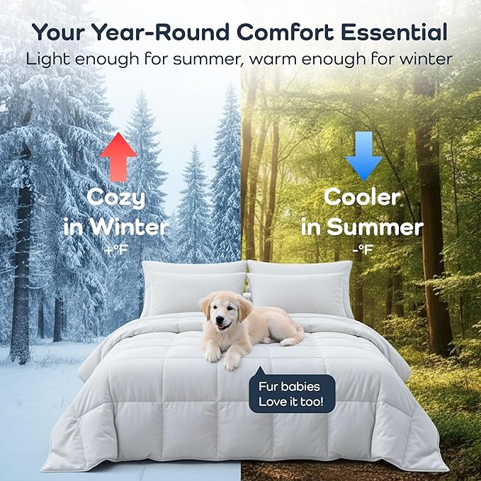 Olive + Crate 100% Cooling Bamboo Comforter from Viscose - Oversized King Size - Hypoallergenic, Breathable & Moisture-Wicking Bedding - All Season Lightweight Plush Design - Organic Bamboo Comforter