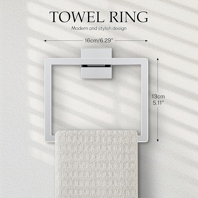 5-Pieces Polished Chrome Bathroom Hardware Accessories Set,16 Inch Towel Bar Set,Stainless Steel Towel Holder Set for Bathroom,Wall Mounted Chrome Bathroom Hardwar Set