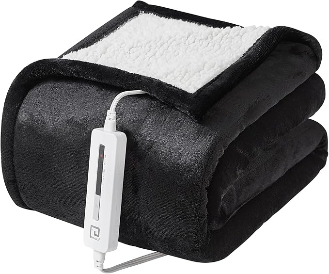 EHEYCIGA Heated Blanket Electric Blanket Twin - Heating Blanket with 9 Heating Levels & 10 Hours Auto Off, Soft Cozy Sherpa Washable Blanket with Fast Heating, 62 x 84 Inches