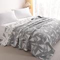 NTBAY 3 Layers Cotton Muslin 68x92 Twin Bed Blanket, Super Soft Breathable Thermal Yarn Dyed Quilt for Adults, Perfect Lightweight Blanket for Couch Sofa Bed All Seasons, Grey Triangle