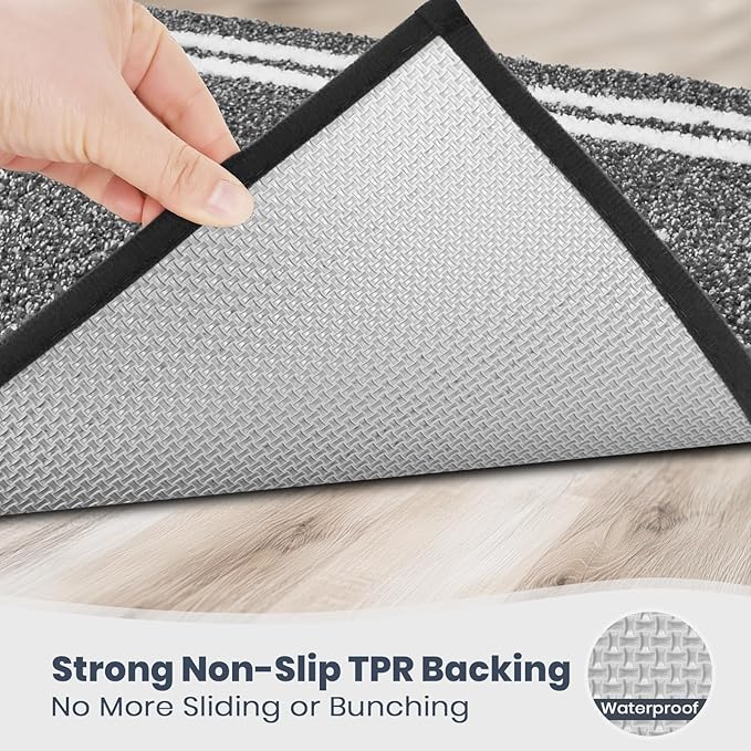 PURRUGS Bathroom Rug Non-Slip Machine Washable 30" x 46", Super Absorbent and Quick Dry Shaggy Microfiber Bath Mat, Extra Soft and Plush Bath Rug for Bathtub, Shower and Sink, Charcoal