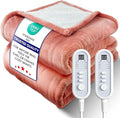 Electric Heated Blanket King, Ultra‑Cozy Premium Flannel & Sherpa, Even Heat Distribution & Stable Temp, 1–10H Auto‑Off, 8 Temps (86–125.6°F), Overheat Protection, Ideal Gifts for Grandma