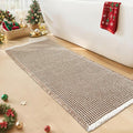 Waffle Runner Bath Mat - Long Boho Bathroom Rugs Non Slip Washable, Super Absorbent & Quick Dry, Soft Bath Mat Farmhouse Bathroom Decor, 24'' x 60'', Khaki and White
