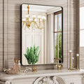 22x30 Inch Black Bathroom Mirror, Rounded Rectangle Matte Framed Wall Mounted Mirror, Bathroom Vanity Mirror, Tempered Glass, Anti-Rust, Horizontal/Vertical...