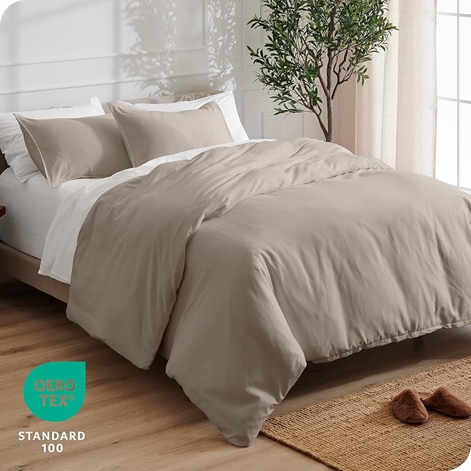 Bare Home Bedding Duvet Cover Extra Long Size - Premium 1800 Super Soft Collection - Lightweight, Cooling - Soft Breathable Bedding Duvet Cover (Twin/Twin XL, Khaki)