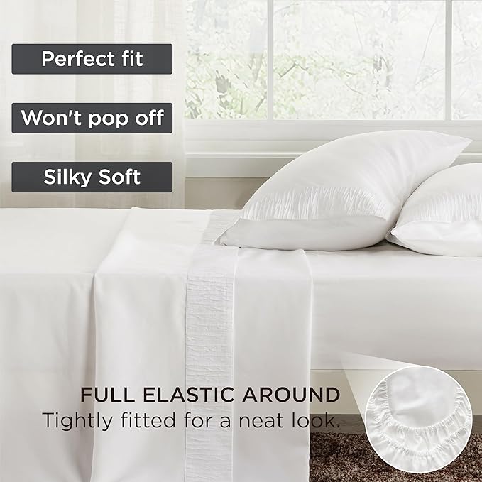 Bedsure California King Sheet Sets - 4 Pieces Soft Cal King Sheets - Breathable & Cooling - Hotel Luxury - Easy Care Polyester Microfiber Bedding for Women, Men, White