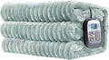 Electric Heated Blanket Full-Size 72x84 Inch - Ultra Soft Silky Flannel with Ribbed Texture, 10 Heating Levels and 12 Hours Auto-Off Feature - Mint Green