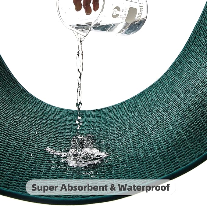 Bathroom Rugs Non Slip Washable, Super Absorbent Thin Bath Mat Small Quick Dry Low Pile Bathroom Rug, Dark Green 16"x24"
