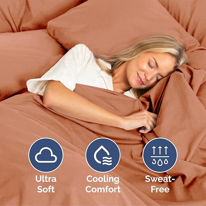 Queen Size 4 Piece Sheet Set - Extra Soft, Breathable & Cooling Sheets - Hotel Luxury Durable Bed Sheets for Women & Men - Deep Pockets, Easy-Fit & Wrinkle-Free Sheets - Warm Peach Oeko-Tex Bed Sheets