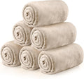 Tinideya 6 Pcs Flannel Fleece Throw Blanket Bulk 50 x 60 Inch Soft Fleece Blanket Warm Throw Blanket Coral Blankets for Couch Sofa Home Wedding Gifts Season (Khaki)