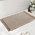 H.VERSAILTEX Waffle Bath Mat Super Absorbent Boho Bath Mat Non Slip Bath Rugs for Bathroom Floor Machine Washable Dry Fast Bathroom Rugs with Handmade Tassels, 20" x 32", Irish Cream