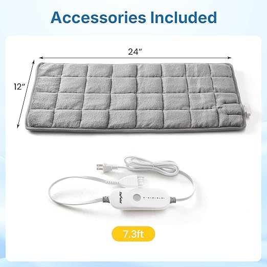 Gentle Pressure Heating Pad – Weighted Electric Pad with Soothing Heat & Balanced Pressure, 5 Heat Levels, Auto Shut-Off, Machine Washable Heat Pad for Neck & Shoulder, Gray