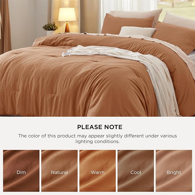 Bedsure King Size Comforter Set, Pumpkin Soft Prewashed Bedding for All Seasons, 3 Pieces GentleSoft™ Warm Down Alternative Bed Set, 1 Lightweight Comforter (104"x90") and 2 Pillowcases (20"x36")