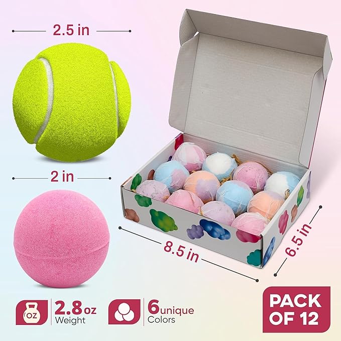 Bath Bombs for Women, Men & Kids – 12 Bath Bomb Gift Set with Shea Butter, Essential Oils & Sea Salt, Moisturizing Spa Aromatherapy, Long-Lasting Fizz, Relaxation & Holiday Gifts