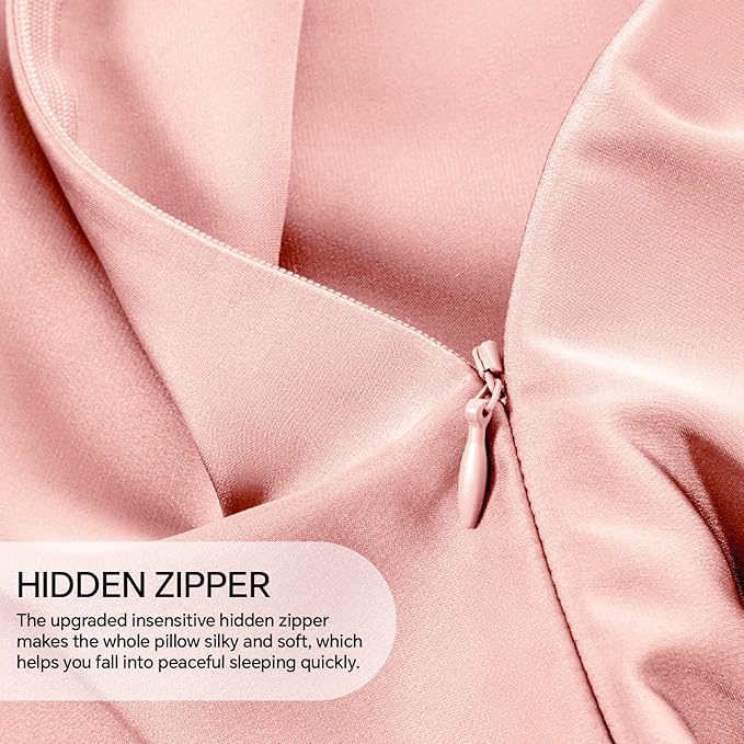 INFIIXSO Mulberry Silk Pillow Case King Size, Silk Pillowcase with Hidden Zipper 20"x36", Extraordinary Smooth and Soft Pillow Cases for Hair and Skin(Rose Pink, 1 Pack)