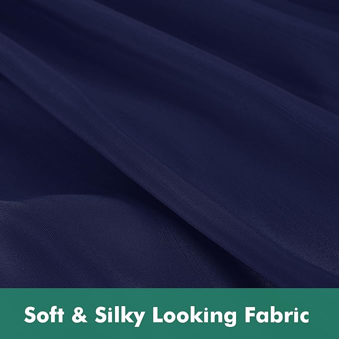 Biscaynebay Wrap Around Bed Skirts with Split Corners for King Beds 18" Drop, Navy Adjustable Elastic Dust Ruffles Easy Fit Wrinkle Resistant Silky Luxurious Fabric Machine Washable