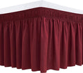 Biscaynebay Wrap Around Bed Skirts for King & Cal King Beds 16" Drop, Burgundy Adjustable Elastic Dust Ruffles Easy Fit Wrinkle & Fade Resistant Silky Luxurious Fabric Solid Machine Washable