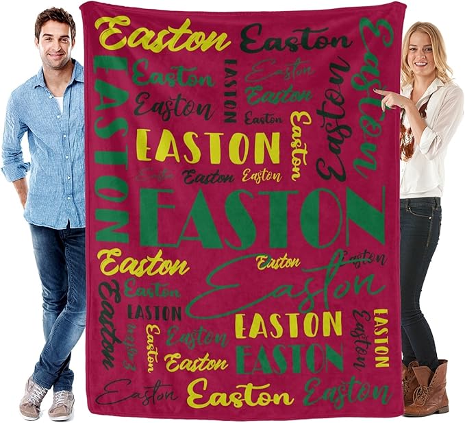Name Blanket Personalized Blanket for Adult Kids Flannel Customize Throw Blanket Custom (Color 15, 60 x 80 Inches)