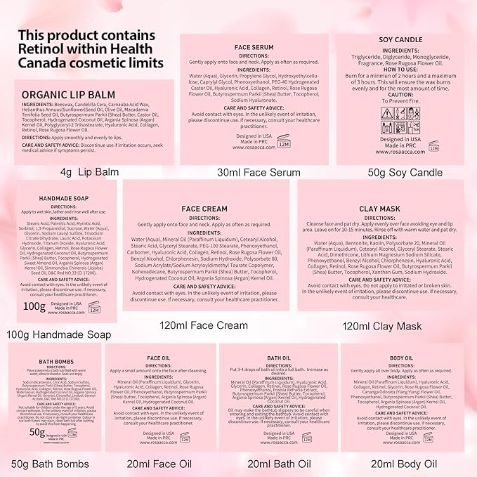 Christmas Gifts for Women, Spa Gifts 28pcs Rose Facial Skin Care Set for Women, Face Cream, Bath Oil, Serum, Shower Accessories - Bath and Body & Facial Kit - Birthday, Valentine's, Bridal Shower