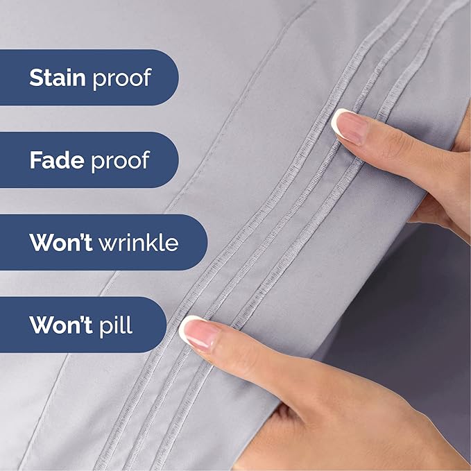 Queen Size 4 Piece Sheet Set - Extra Soft, Breathable and Cooling - Hotel Luxury Durable Bed Sheets for Women & Men - Deep Pockets, Easy-Fit & Wrinkle-Free - Light Lilac Oeko-Tex