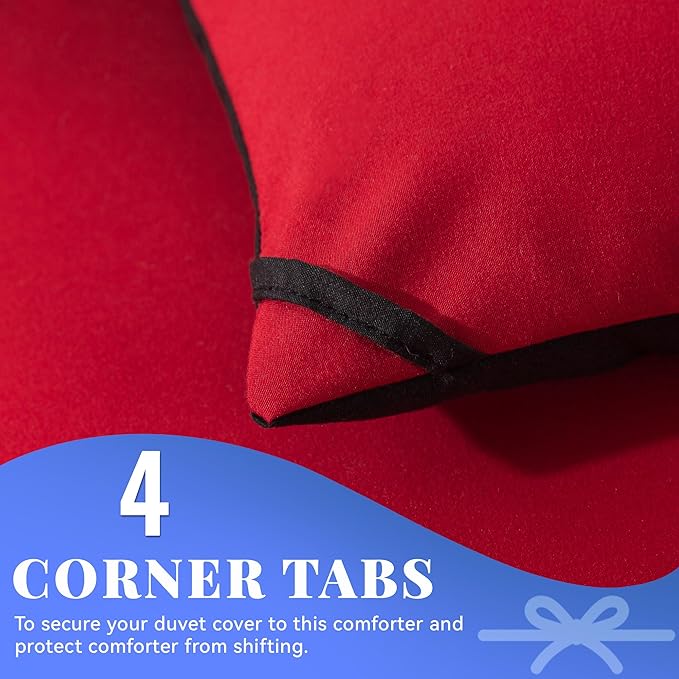 Cosybay Down Alternative Comforter (Red/Black, Full) - All Season Soft Quilted Full Size Bed Comforter - Duvet Insert with Corner Tabs -Winter Summer Warm Fluffy, 82x86 inches