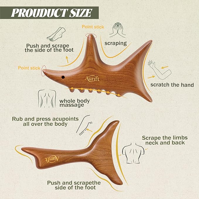 Gua Sha Tool & Acupoint Massage Set– Wood Therapy Massage Tools for Body & Face, Lymphatic Drainage Massager, Jaw Lifting for Relaxation, Deep Tissue Massage & Foot Care, Self Care Gift for Women