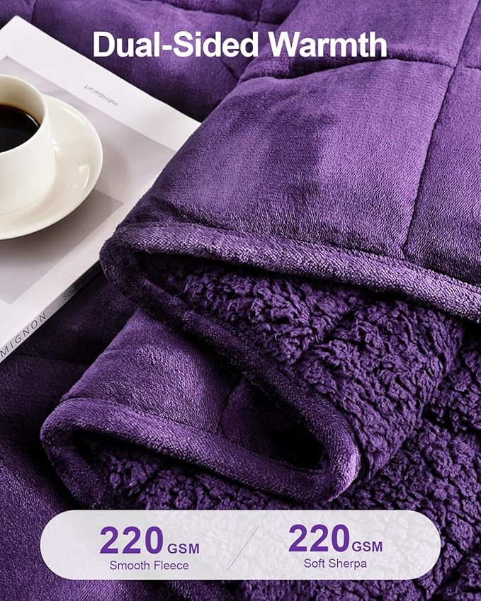 Super Fuzzy Soft Sherpa Fleece Weighted Blanket, 15 lbs Dual Sided Fluffy Heavy Weighted Blankets for Adults - No Bunching with Double Layers of Soft Inner Lining (48"x 72", 15 Pounds)