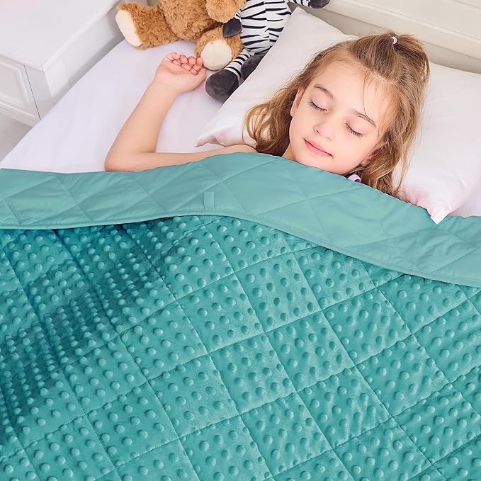 yescool Weighted Blanket 10 Pounds Teal Twin Size Cooling Weighted Throw Blanket, Minky Heavy Blankets Warm Weighted Comforter, Big Washable Thick Blankets Gift for 80-120lbs, 40 * 60in