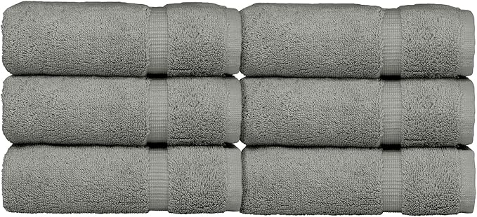 Luxury Hotel & Spa Collection, 100% Turkish Cotton 700 GSM Cloth, for Body wash, Makeup Remover & Facial Cleaning, Baby, face, Dobby Border Soft washcloths Towel Set 13" X 13", Gray, Set of 6