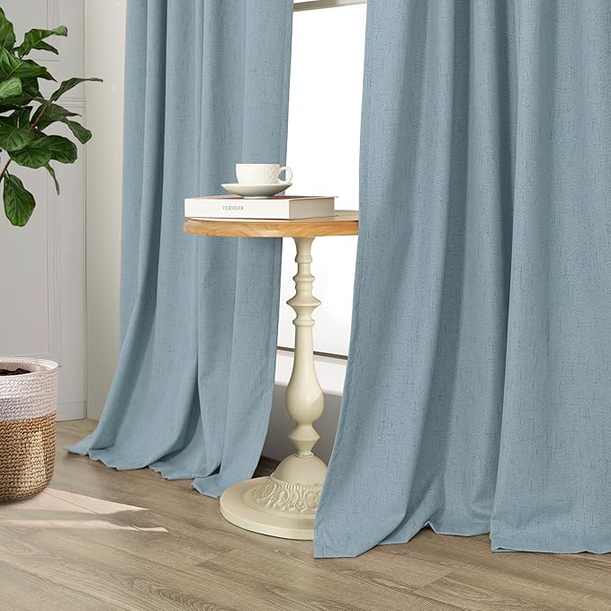 Dusty Blue Curtains for Nursery Girls Boy Bedroom 72 Inch Length 2 Panels Complete Blackout Room Darkening Black Out Shades Insulated Thermal Light Blue Grey Curtains for Winter Summer Heat Blocking