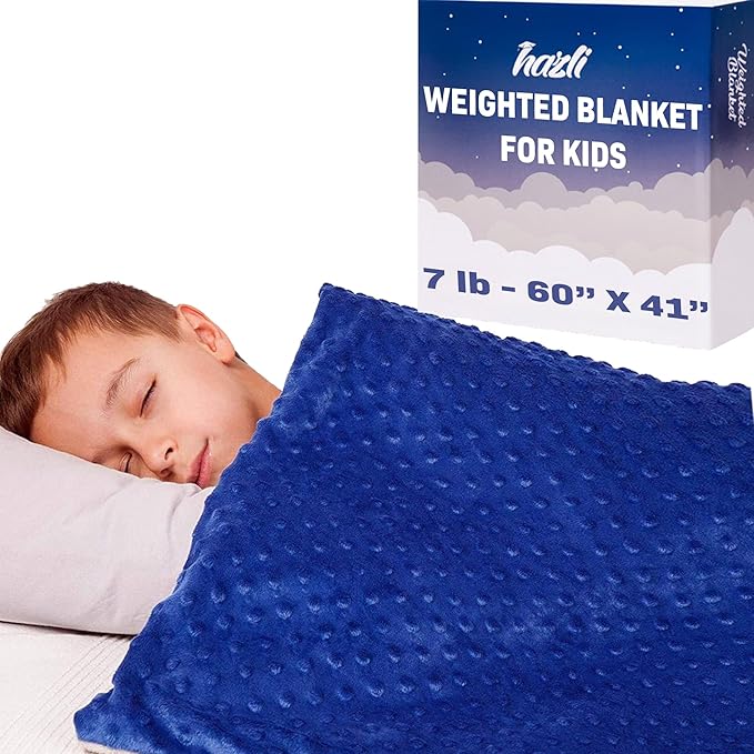 hazli Super-Soft Kids Weighted Blanket 7 Pounds - Weighted Blanket for Kids - Easy to Clean, Washable Minky Cover - 41x60 Inches 7lbs Child - Heavy Blanket for Girls and Boys