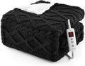 CAROMIO Heated Throw Blanket - Thick Tufted Sherpa Electric Blanket Throw with 10 Heating Levels and 10 Time Settings, ETL Certified Machine Washable Fast Heating Blanket Throw 50"×60", Black