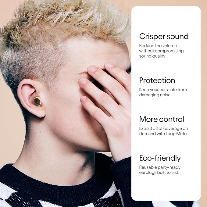 Loop Experience 2 Plus Ear Plugs – Stylish Certified Hearing Protection for Concerts & Festivals, Live Events, Sports, DJs & Nightlife – 17dB Noise Reduction, (High-Fidelity) + Mute for extra coverage