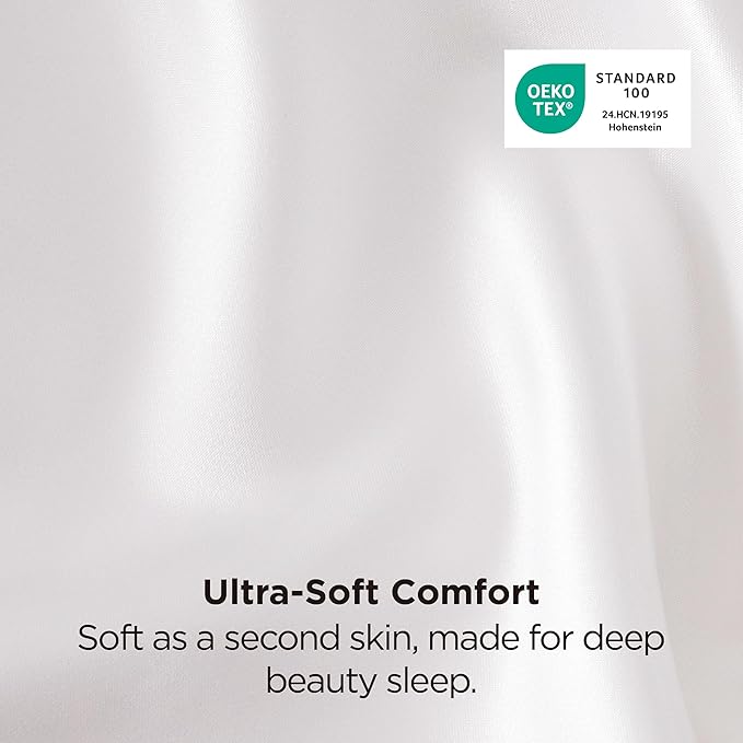 Bedsure Satin Pillowcase for Hair and Skin Queen - Ivory Silky Pillowcase 2 Pack with Envelope Closure, Similar to Silk Pillow Cases, Gifts for Women Men, 20x30 Inches, 2pcs