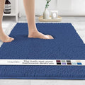 MAYSHINE Plush Shaggy Chenille Bath Mat | Extra Soft, Super Absorbent, Non-Slip Bathroom Rug | Fluffy Microfiber, Area Rug Sets for Bathroom Floor, Kitchen, Living Room | 47"x27" | Dark Blue