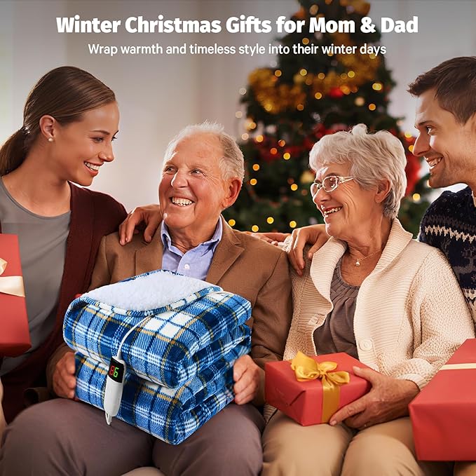 Heated Weighted Blanket for Adults Queen Size 15Lbs - 60"x80", 2-in-1 Electric Heating Pad Lap Heavy Blanket for 140-160lbs for Bed, 10 Heat Level 1-8H Auto Off, Christmas Birthday Gifts For Women Mom