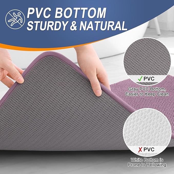 OLANLY Thick Memory Foam Bath Mat Rug 44x24, Extra Soft Absorbent Bathroom Rug, Quick Dry Bath Mats, Non-Slip, Machine Washable Carpet for Bathroom, Tub and Shower, Home Decor Accessories, Deep Plum