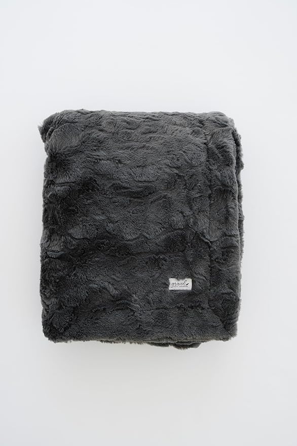 GRACED SOFT LUXURIES Charcoal Faux Fur Throw Blanket | Ultra Soft & Fluffy 50x60 inches | Cozy, Thick & Warm | Perfect for Bed or Couch | Kids & Adults