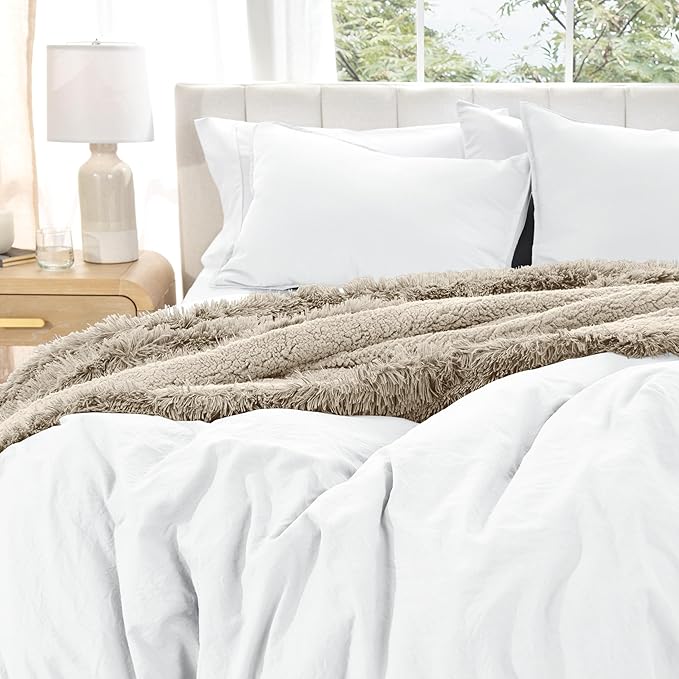 Bare Home Microfiber Duvet Cover Set - Ultra Soft Washed Microfiber - Full Size - Linen-Like Look - Easy Care - Breathable Fabric - Our Softest Duvet Cover Set (Full, White)