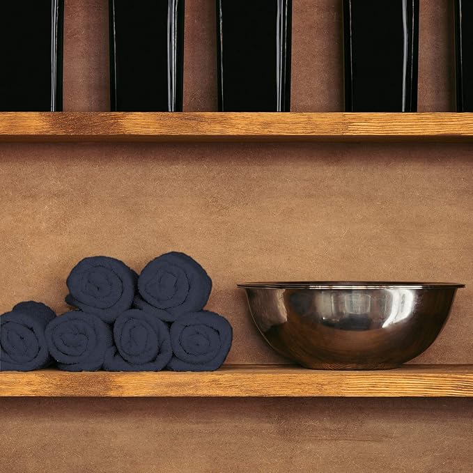 Arkwright Bleach Proof Salon Towels Bulk - Case of 180 - Highly Absorbent, 100% Cotton, Quick Dry Spa Face Towel for Hair Stylist, Barber, Pedicure, and Esthetician, 16 x 27 in, Navy