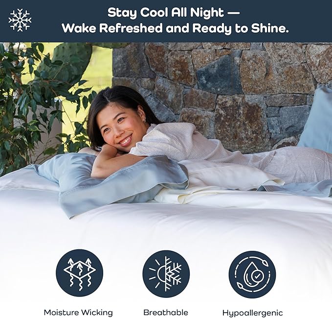 Olive + Crate Tencel Eucalyptus Cooling Duvet Cover Set - Hypoallergenic, Lyocell Tencel Duvet Cover - Soft, Temperature Regulating with Hidden Button Closure & Corner Ties - California King [Moss]