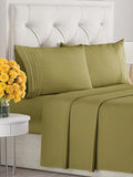 Full Size 4 Piece Sheet Set - Extra Soft, Breathable & Cooling Sheets - Hotel Luxury Durable Bed Sheets for Women & Men - Deep Pockets, Easy-Fit & Wrinkle-Free Sheets - Olive Yellow Oeko-Tex Sheets