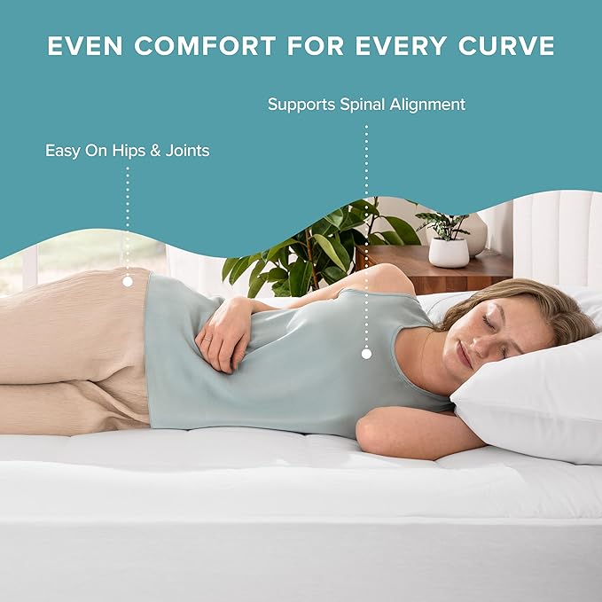 Bare Home Full XL Mattress Cover, White, 100% Cotton Top, Deep Pockets, Machine Washable, Breathable, Down Alternative Fiber Fill